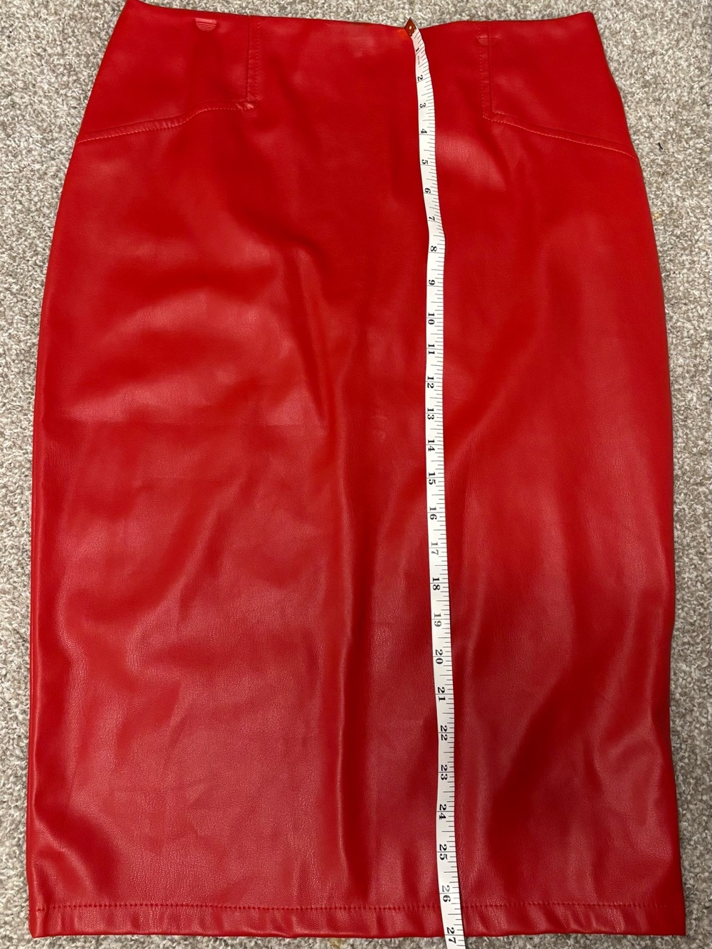SHEIN Red Faux Leather Pencil Skirt